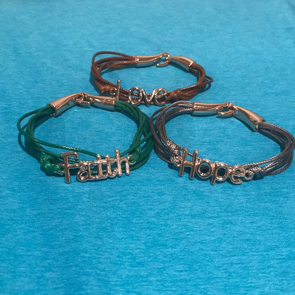 Bracelet, Faith, Hope and Love - Sold as a set